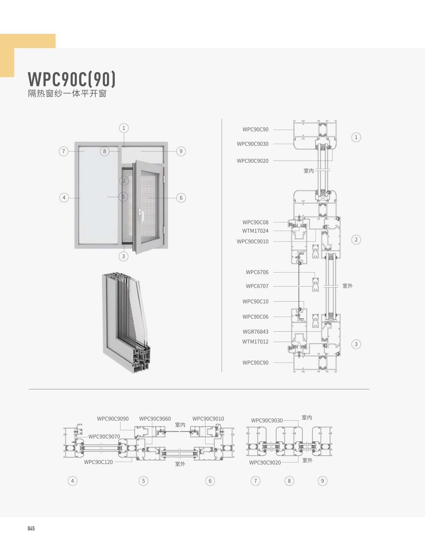 WPC90C隔热窗纱一体平开窗